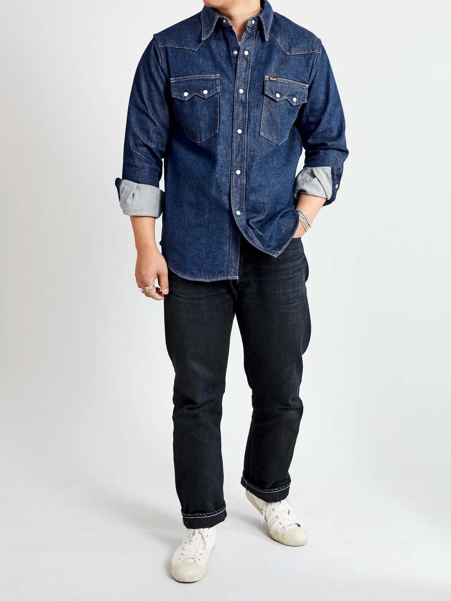 13oz Denim Western Shirt in Natural Indigo