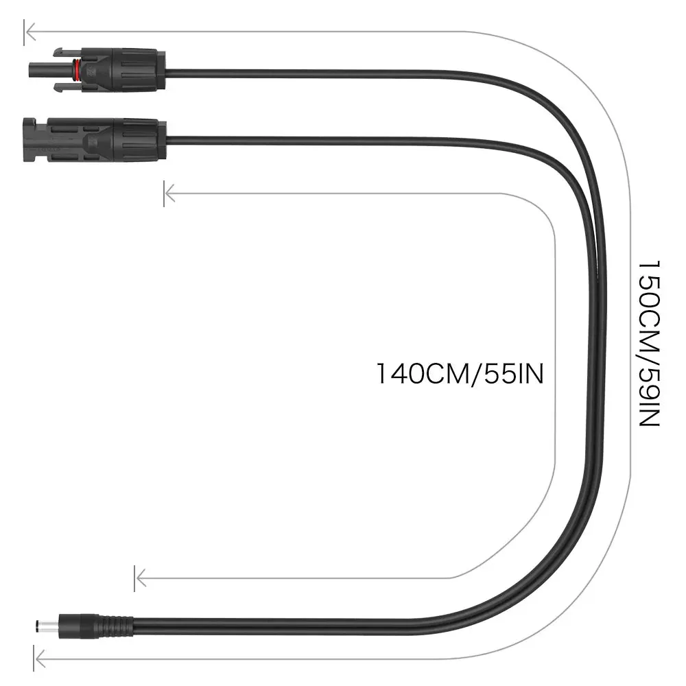 1.5M 16Awg Solar Cable Male Female Connectors Dc 5.5Mm X2.1Mm Adapter Kit For Solar Generators