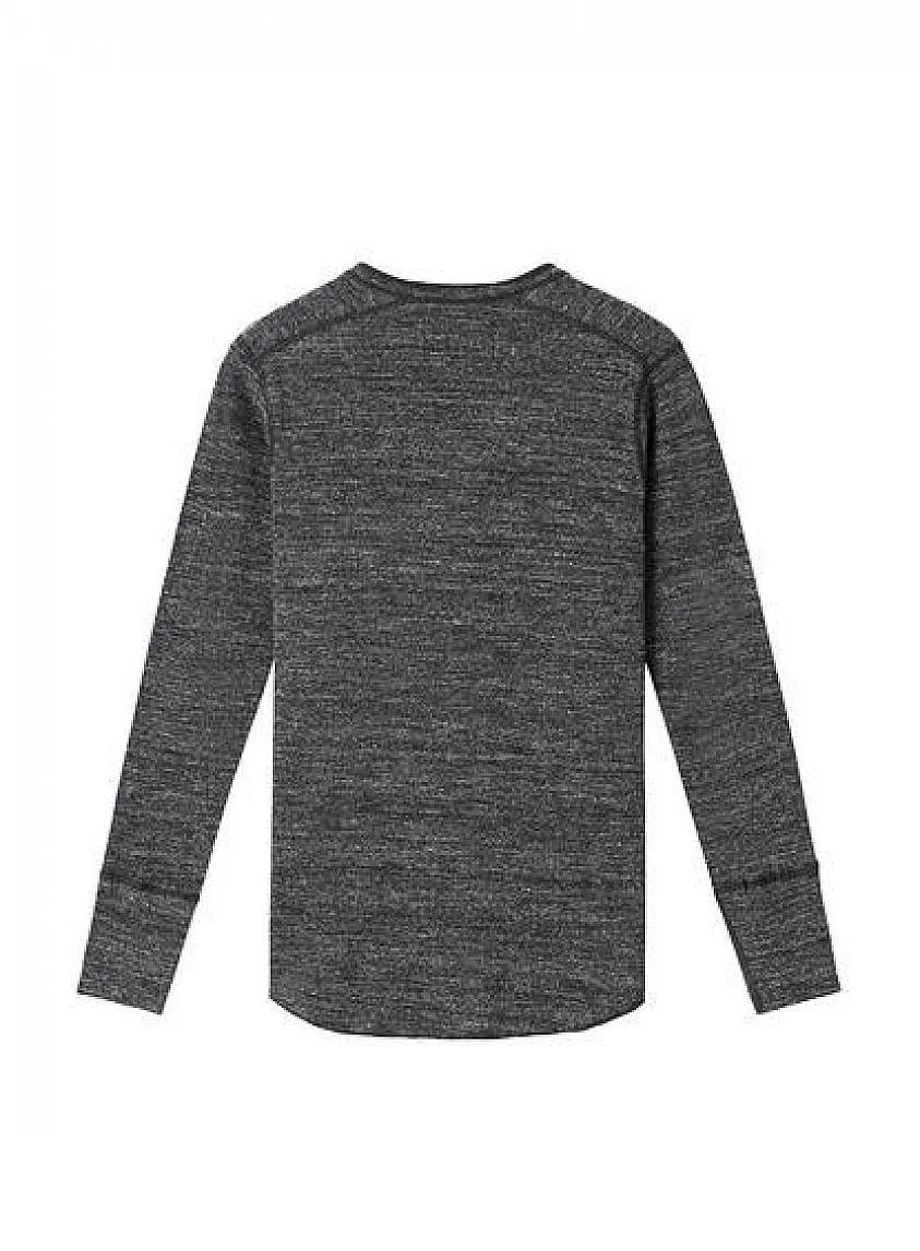 1x1 Slub Long Sleeve Henley Marled Black