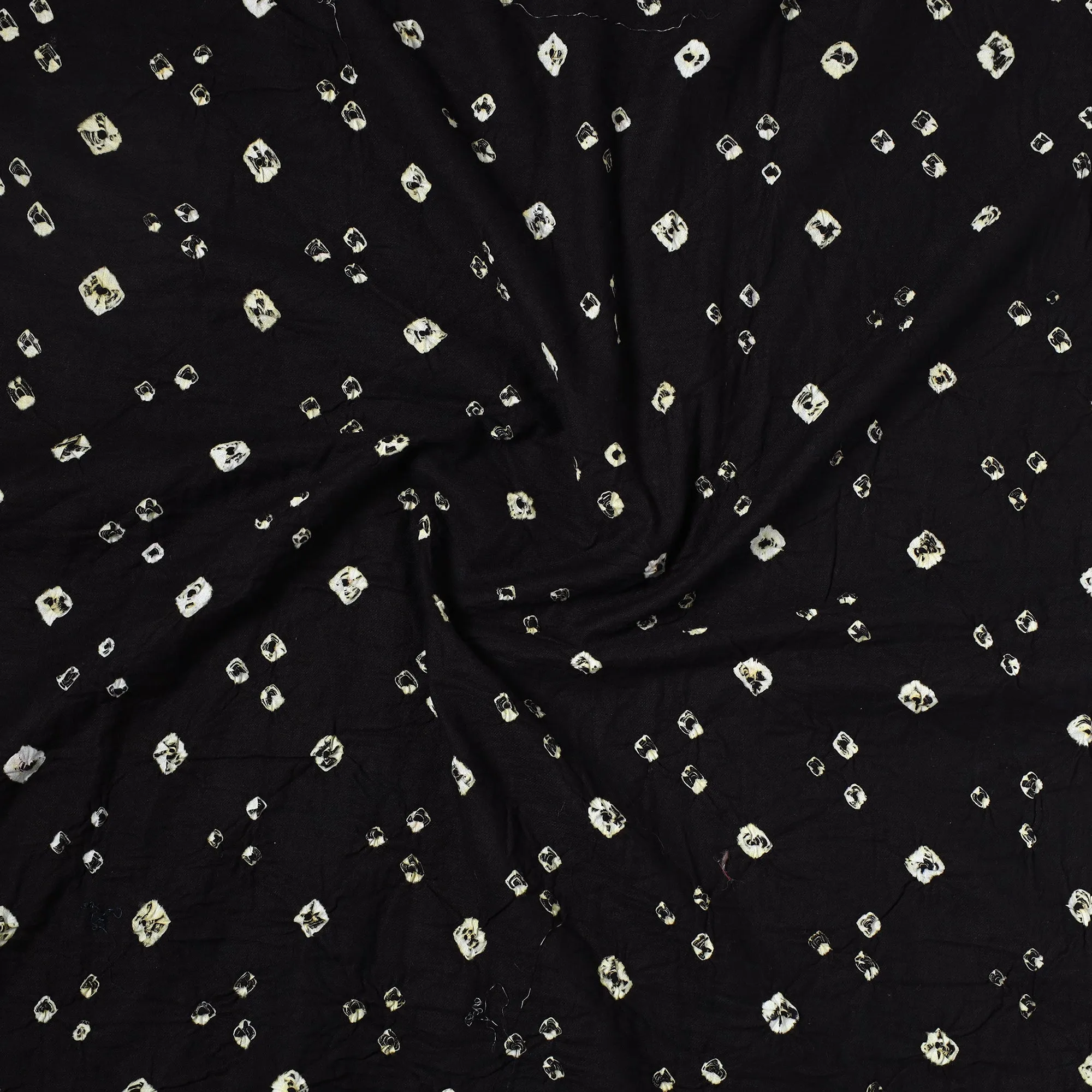 Black - Kutch Bandhani Tie-Dye Satin Cotton Precut Fabric (1.4 meter) 23