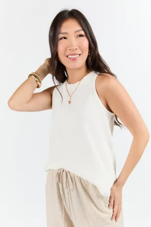 Casual Composure Off White Knit Tank Top