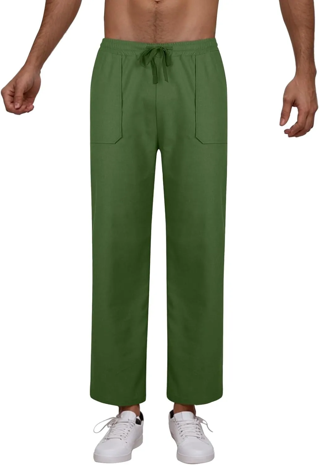 Casual Cotton and Linen Pants Men's Summer Elastic Waist Drawstring Slim-fit Tracksuit Pants 2025