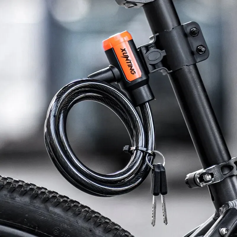 Coiled Bike Cable Lock with Mounting Bracket Secure and Weatherproof