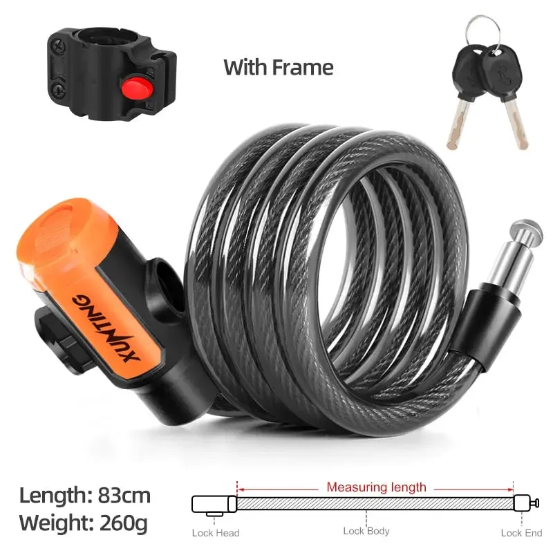 Coiled Bike Cable Lock with Mounting Bracket Secure and Weatherproof