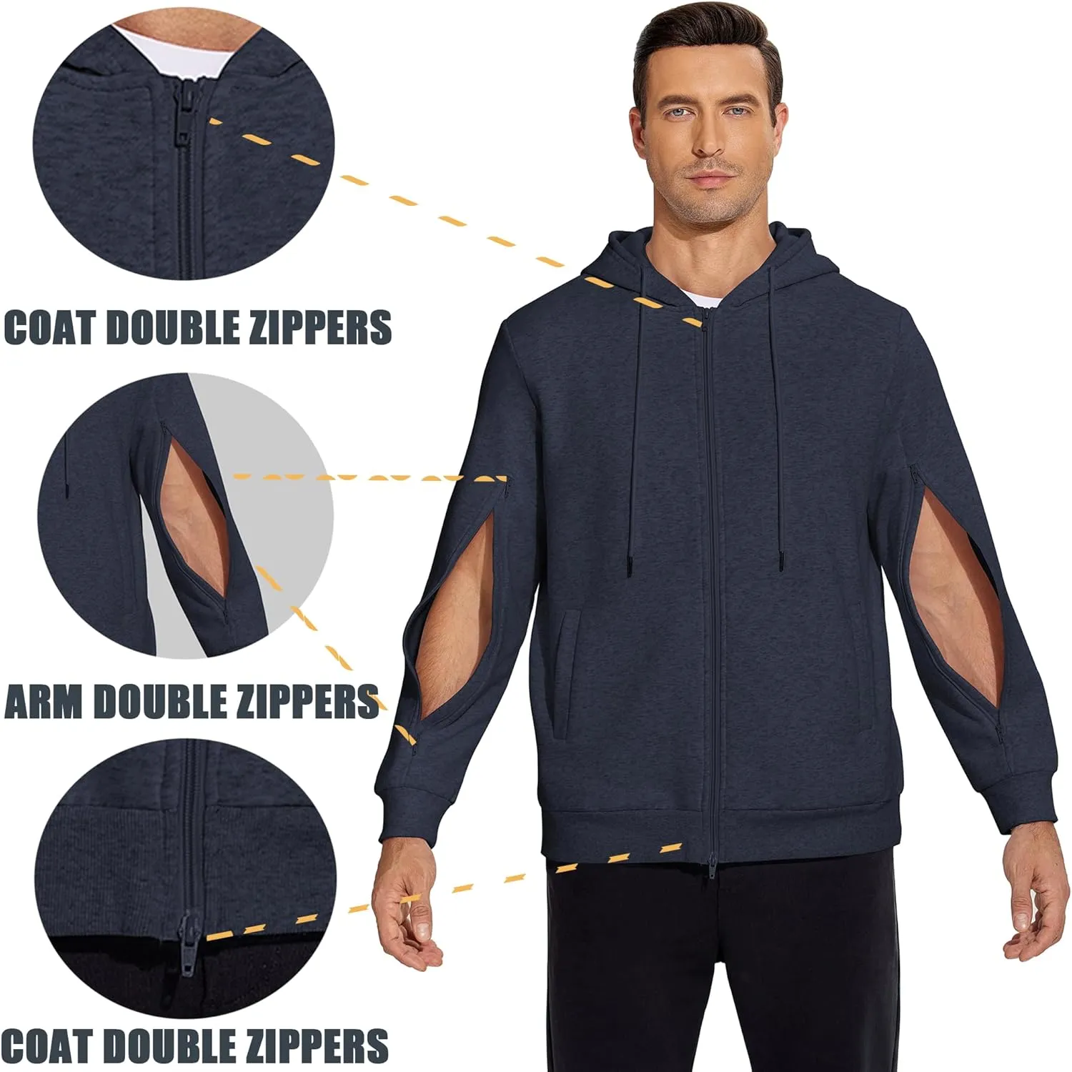 Deyeek Dialysis Sweatshirts with Arm Zipper Jacket Full-Zip Hemodialysis Cotton Warm Heavyweight Sweatshirt