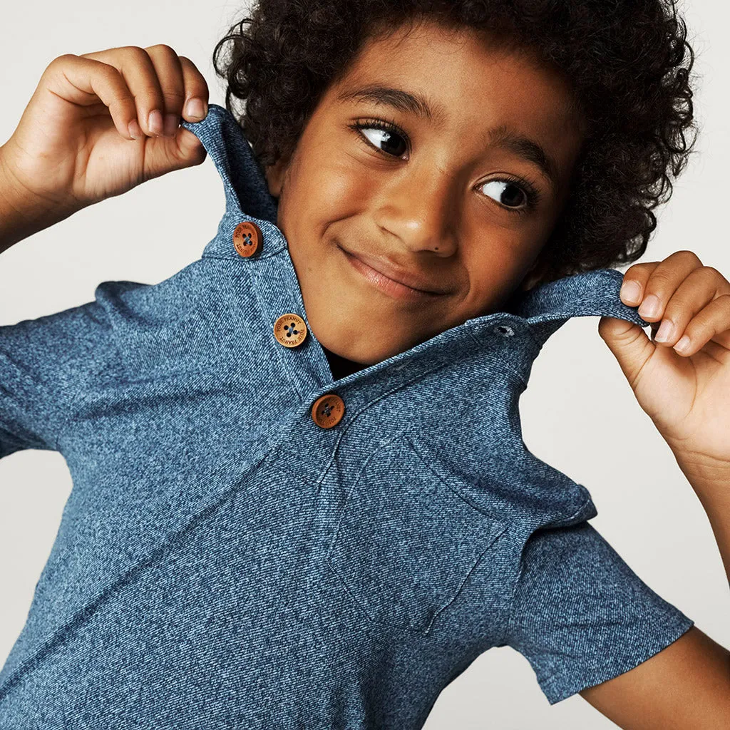 Indigo Denim Collared Henley Top