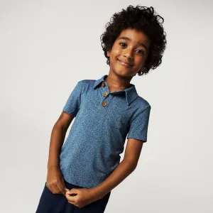 Indigo Denim Collared Henley Top
