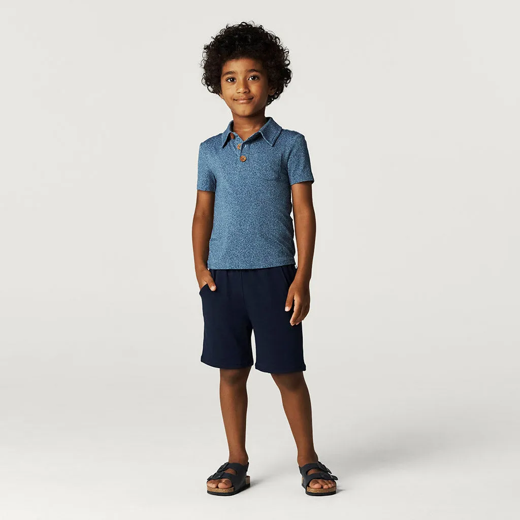 Indigo Denim Collared Henley Top