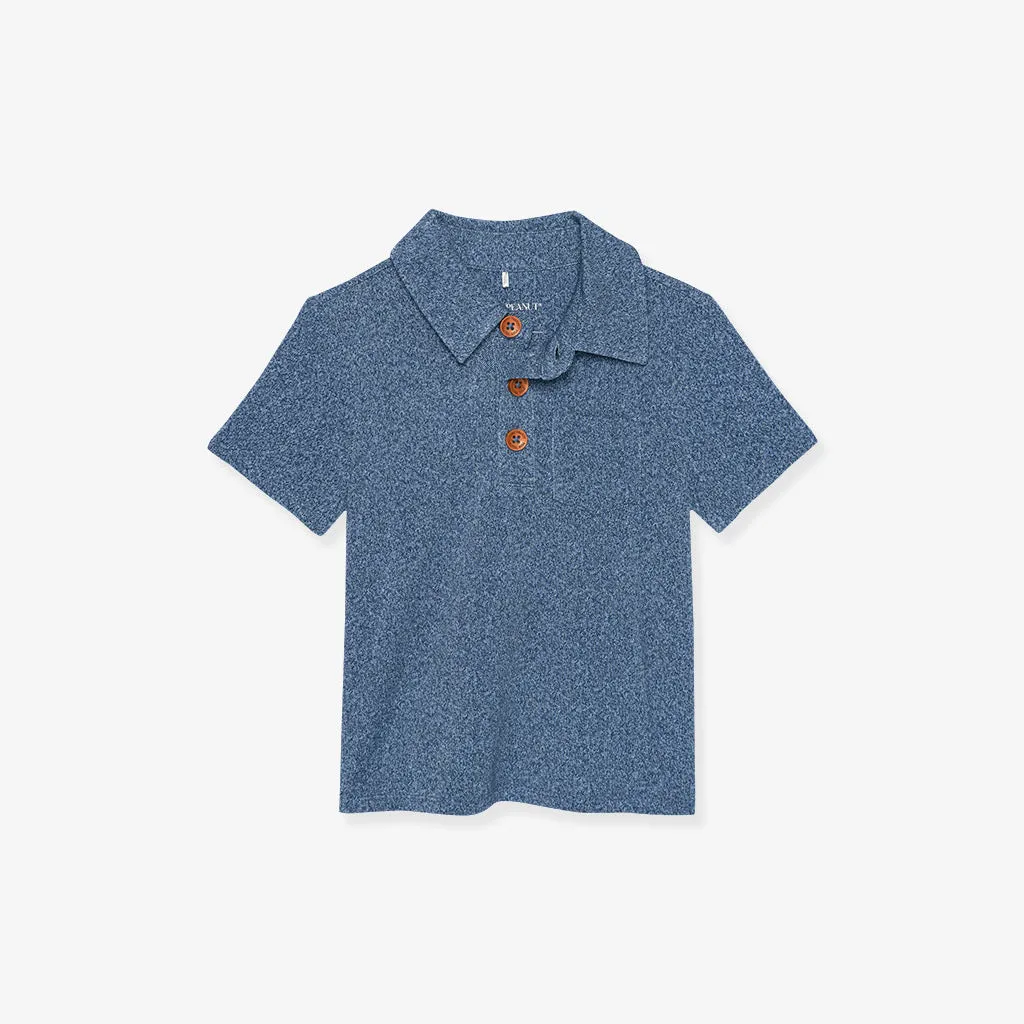 Indigo Denim Collared Henley Top