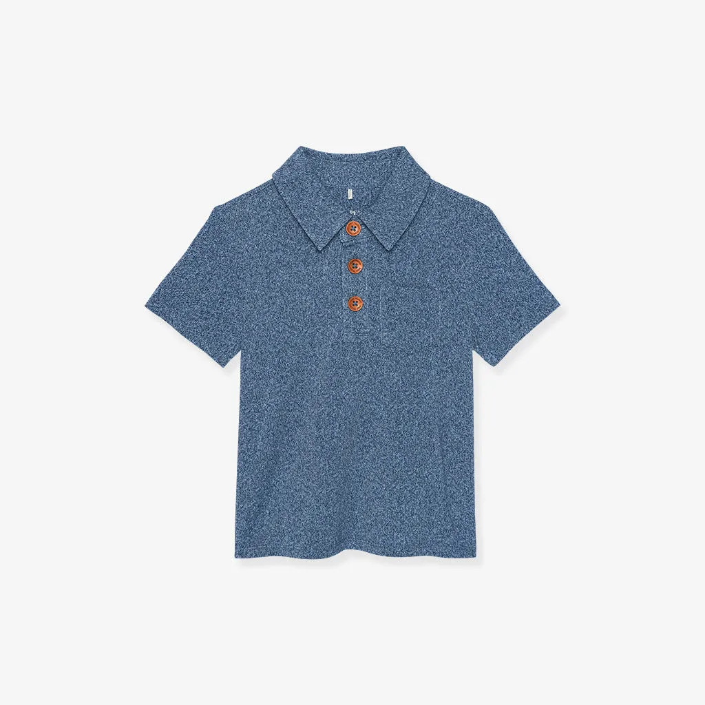 Indigo Denim Collared Henley Top