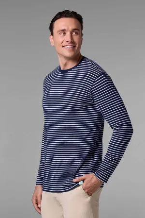 Men's Morada Everyday Long Sleeve T-Shirt | Navy/White Stripe