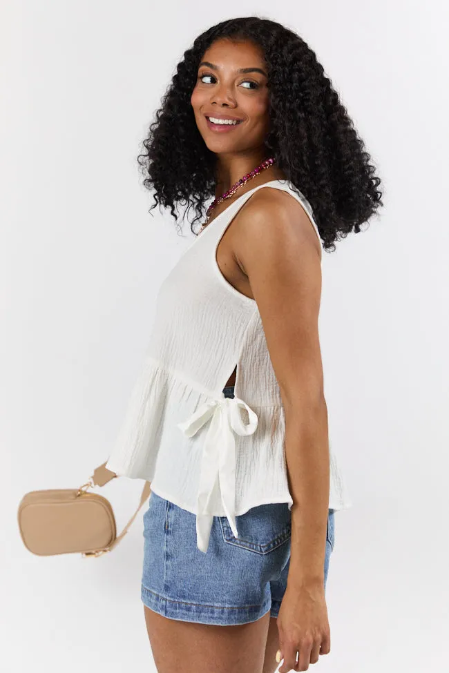 My Sweet Side Tie Ivory Gauze Tank