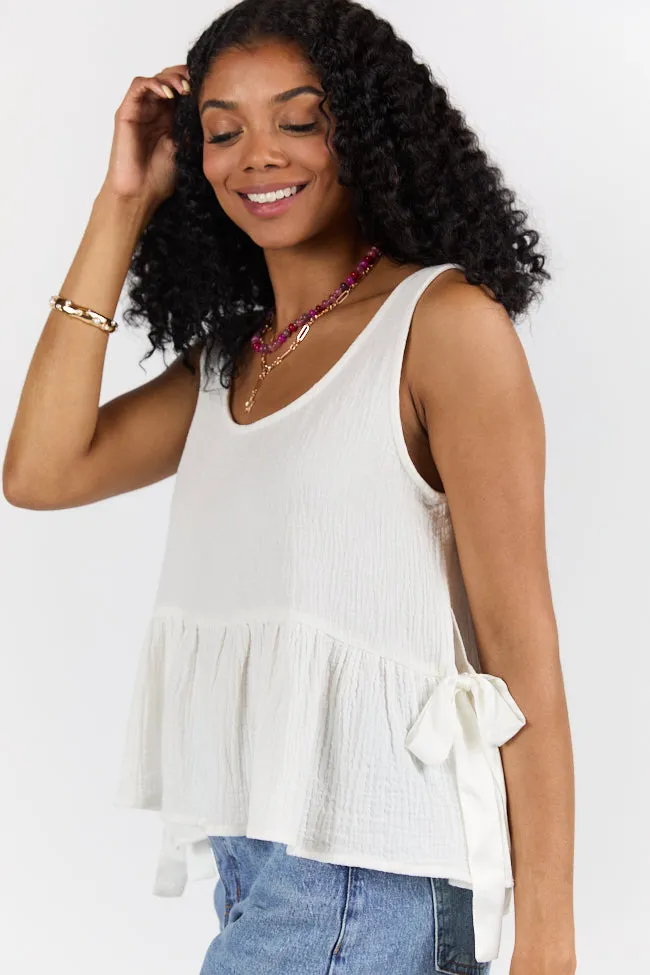 My Sweet Side Tie Ivory Gauze Tank