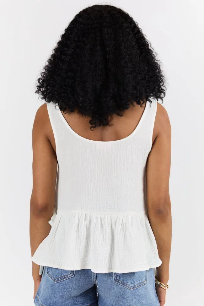 My Sweet Side Tie Ivory Gauze Tank
