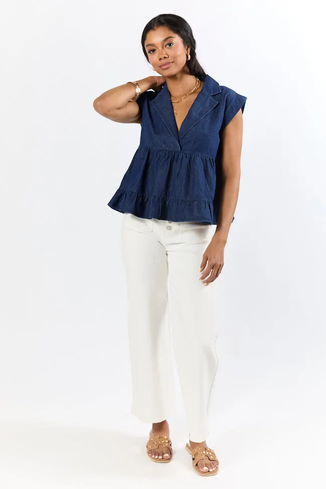 Perfect Aura Dark Wash Denim Collared Tank
