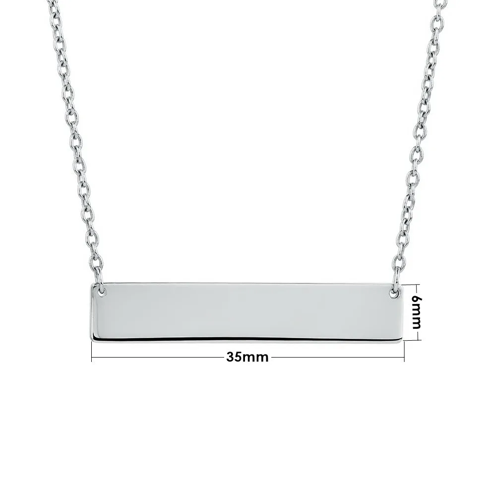 Sterling Silver Horizontal Bar Necklace-Medium