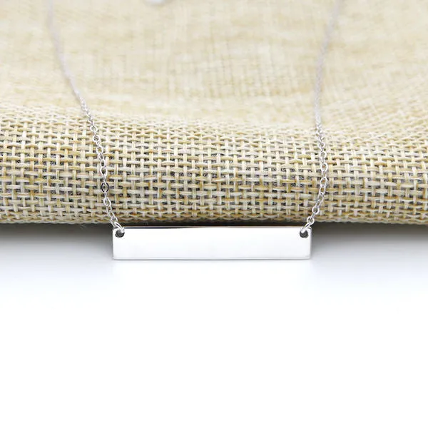 Sterling Silver Horizontal Bar Necklace-Medium