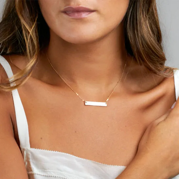 Sterling Silver Horizontal Bar Necklace-Medium
