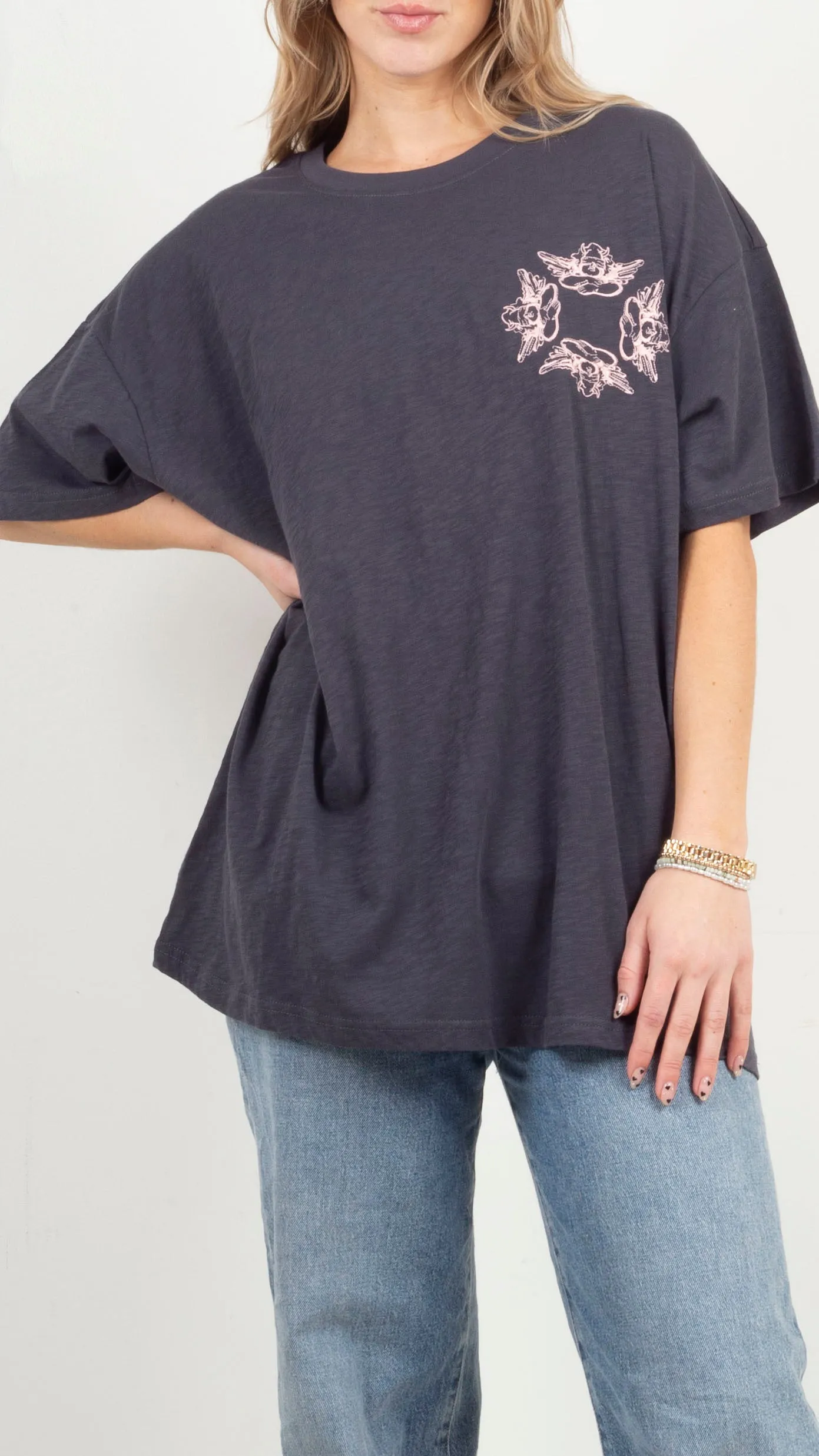 Up In Smoke BF Tee - Charcoal