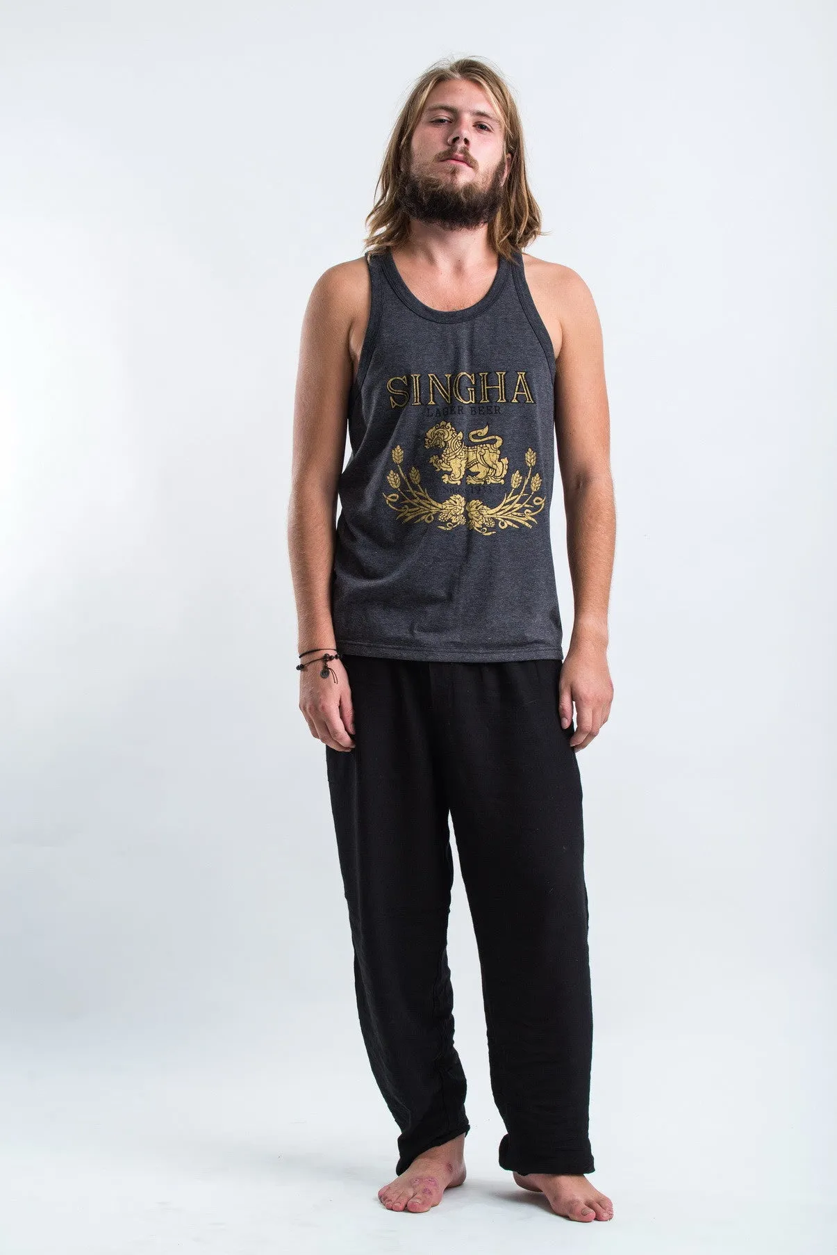 Vintage Style Singha Beer Tank Top in Black