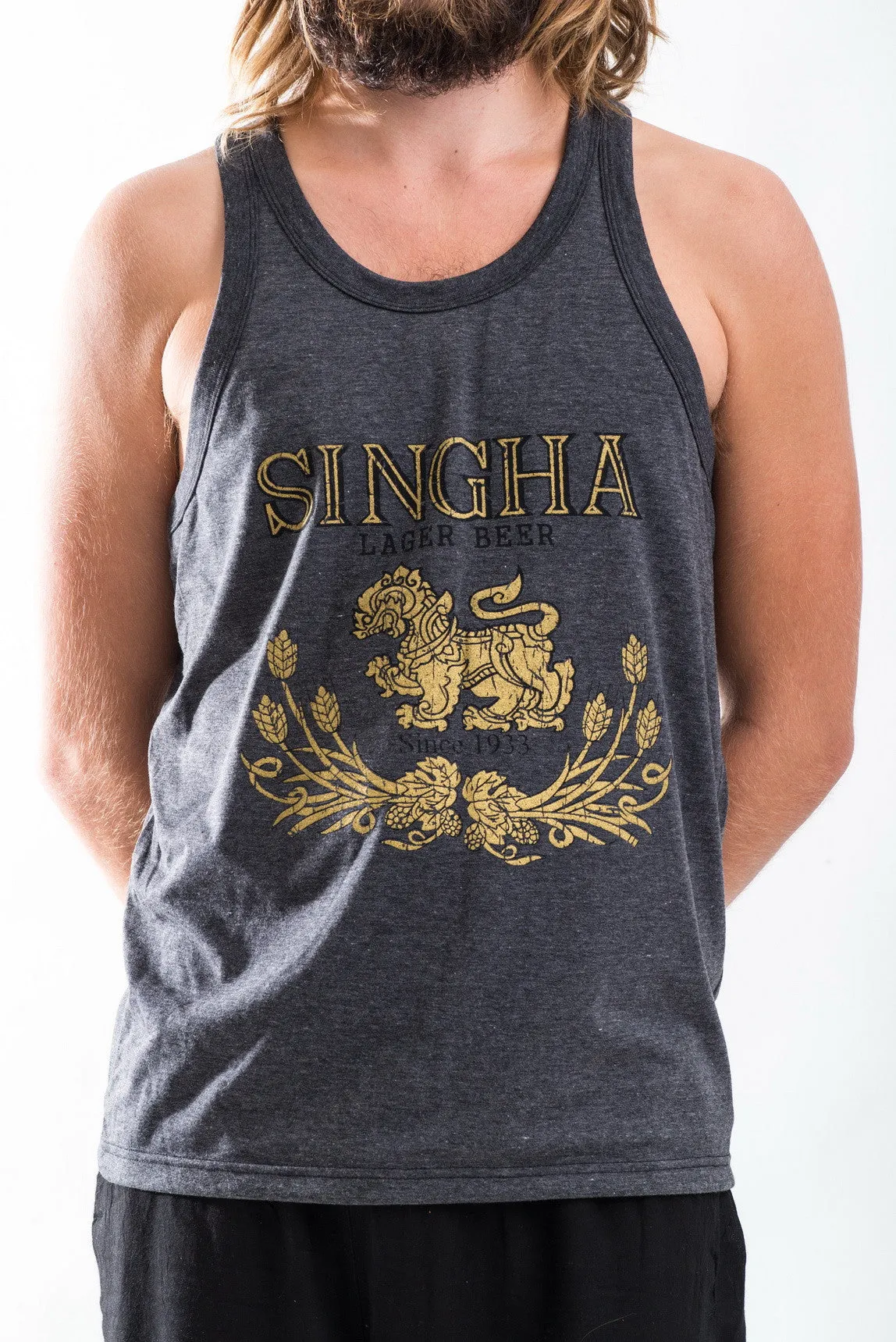 Vintage Style Singha Beer Tank Top in Black